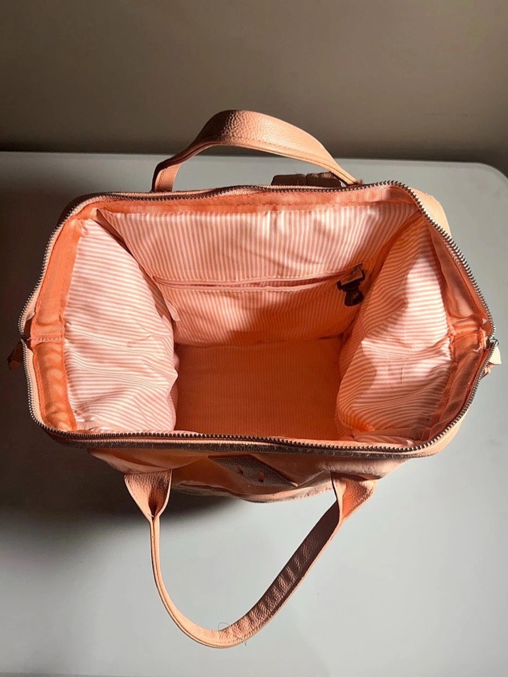 Spacious Peach Nylon-Style Backpack- Excellent condition - Picture 6 of 8